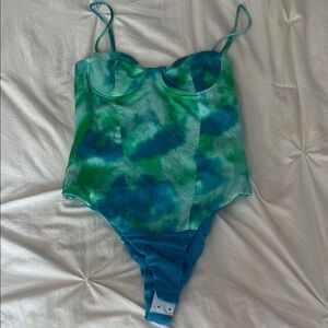 Zara Blue and Green Bodysuit One Piece